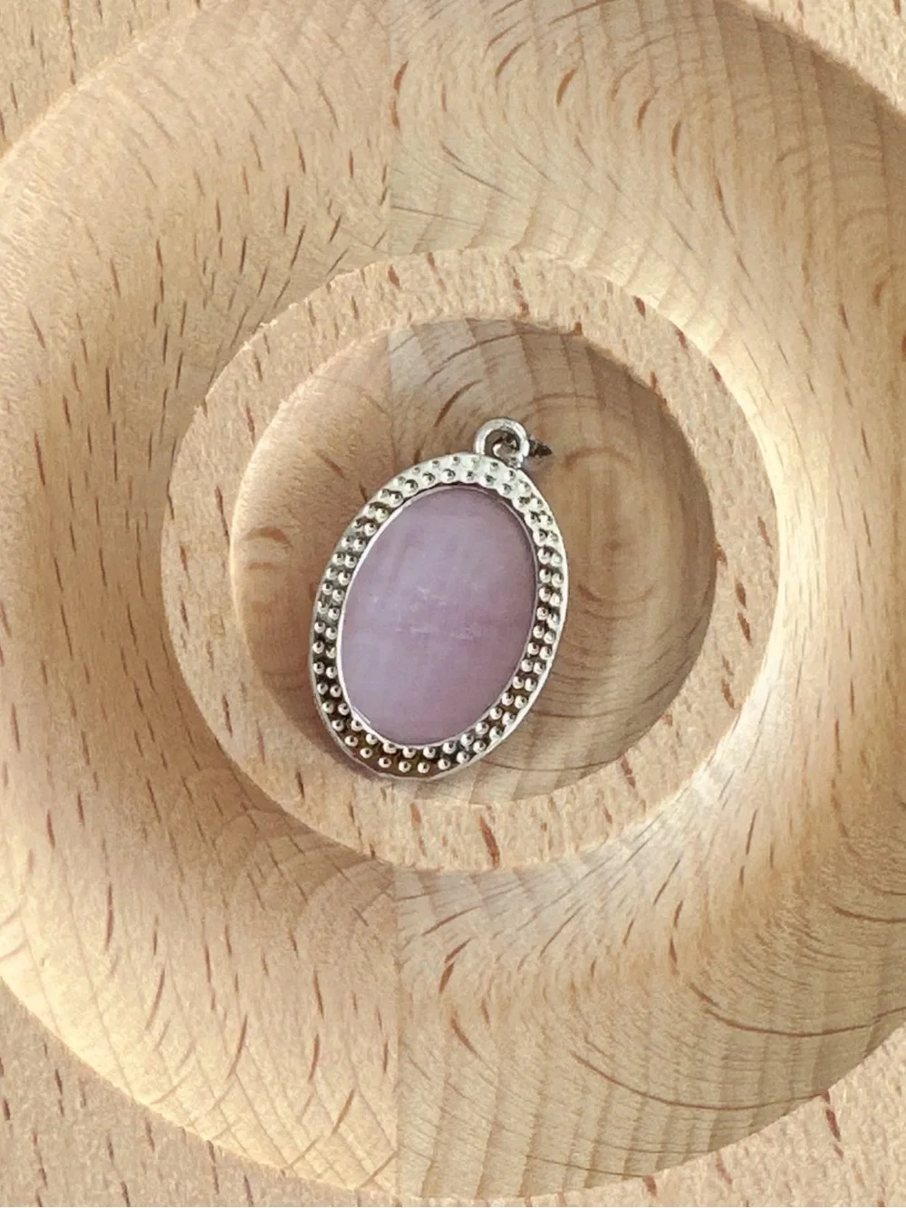 Pink Crystal Pendant Natural Stone Oval Cabochon Handmade Charm Reiki Jewelry